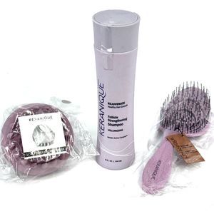 Lot Keranique Volumizing Follicle Strengthening Shampoo 8oz/Scalp Massager/Brush